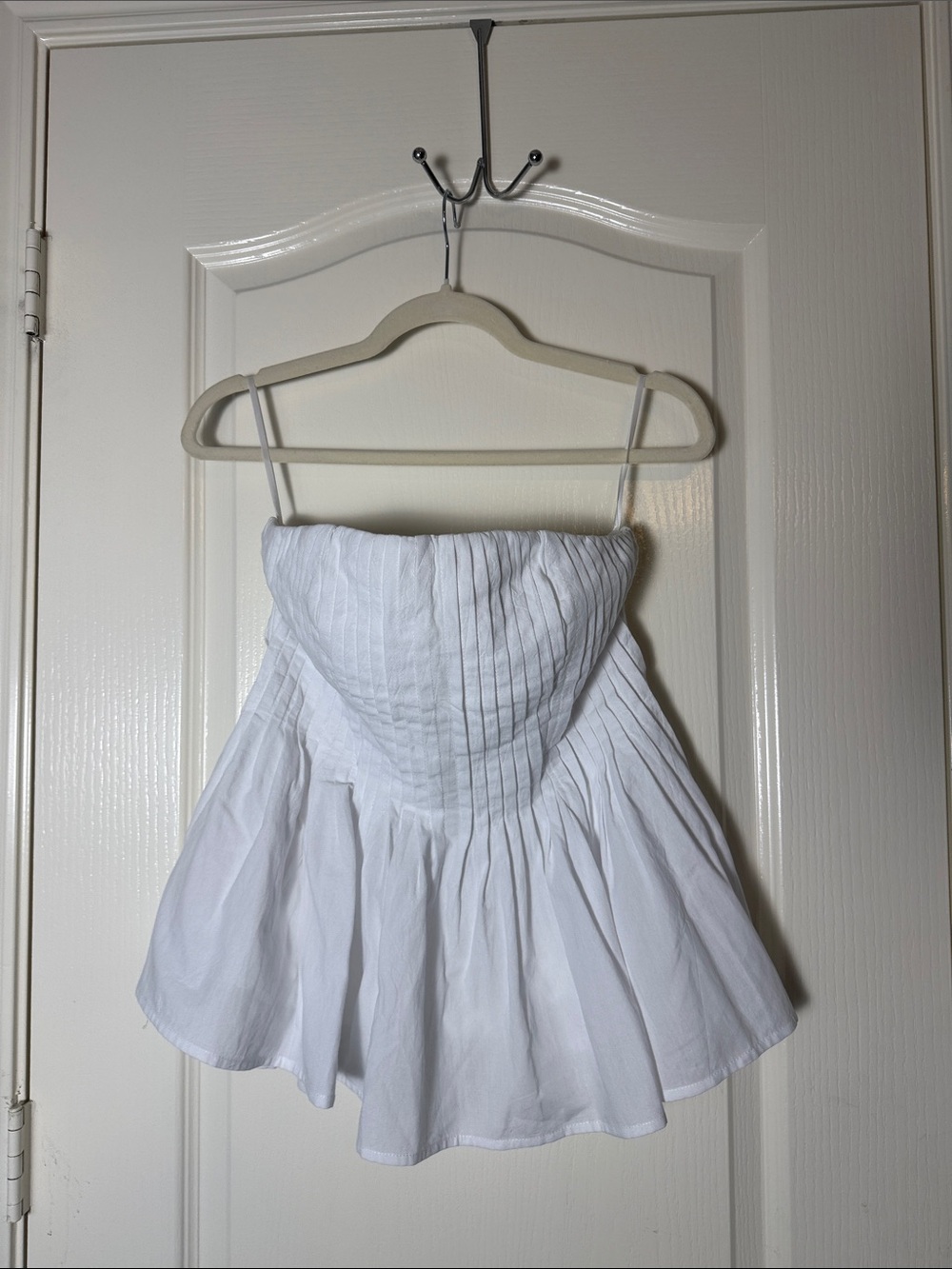 COMMENSE Cotton Pleated Strapless Peplum Top - Picture 5 of 7